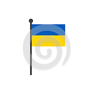 Simple flat ukraine flag vector illustration with flagpole isolated on white background