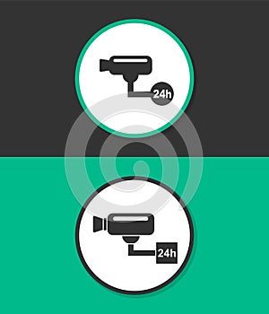 Simple flat vector icon. Surveillance camera CCTV. Warning vector icon.