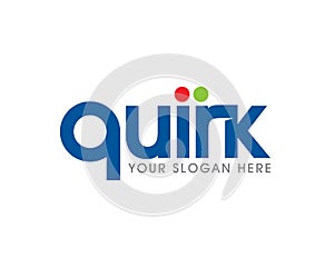 Simple flat wordmark logo of quirk