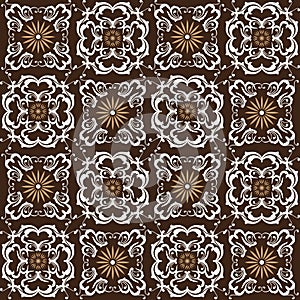 The simple flower motifs on Indonesia batik design with white brown color design