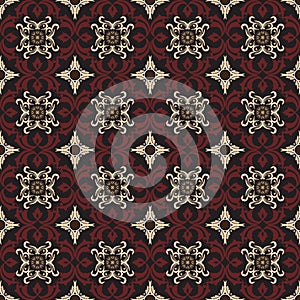Simple flower motifs on Tradisional batik design with red brown color design photo