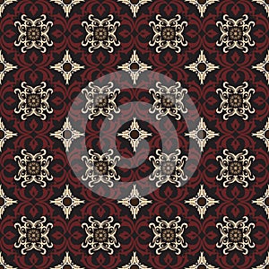 Simple flower motifs on Tradisional batik design with red brown color design