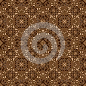 Simple flower pattern on Tradisional batik with elegant dark brown color design photo