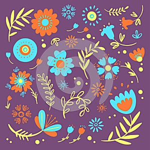 SIMPLE FLOWERS Floral Folk Style Packaging Vector Sketch