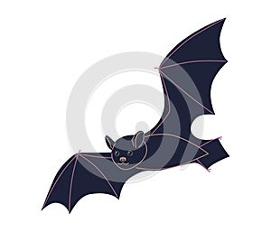 Simple Flying Black Bat Isolated on White