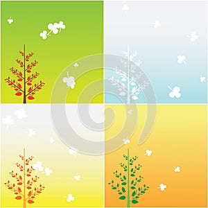 Simple four seasons tree vector