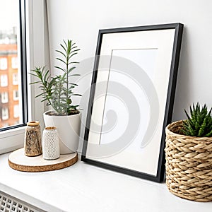 Frame mockup isolated on white background photo