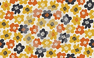 Simple free drawn floral seamless pattern.