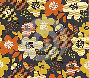 Simple free drawn floral seamless pattern.