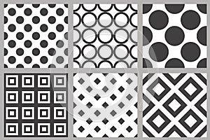 Simple Geometric abstract seamless pattern collection set background. Vector illustration