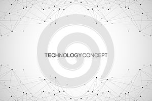 Simple geometric abstract vector illustration. Technology background with connected line and dots. Modern technological