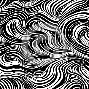 Simple geometric arts using black regular wave on white background