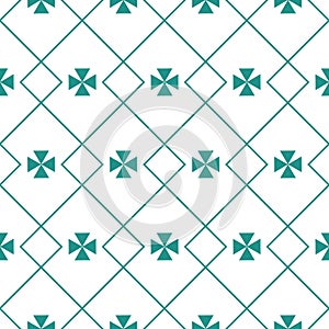 Simple geometric background with cross from triangle, colored green emerald illustration for design