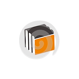 Simple geometric book stack clear design symbol logo vector