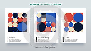 Simple geometric colorful Bauhaus pattern. Minimal design colorful Bauhaus covers.