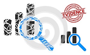 Geometric Expore Bar Chart Icon Mosaic and Distress Circumstantial Evidence Seal photo