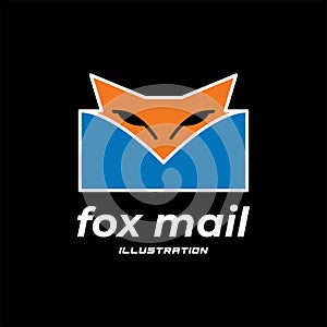 Simple Geometric Fox Wolf Dog Mail Icon Illustration