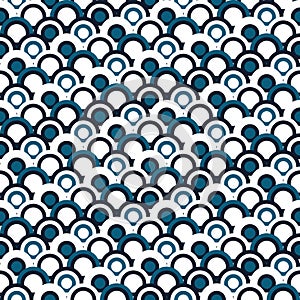 Simple geometric Japanese seamless pattern. Traditional. Background to copy without any seams.Vector sea waves endless texture can