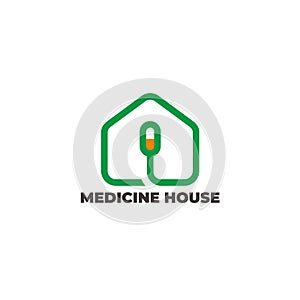 Simple geometric line capsule medicine shop symbol logo vector