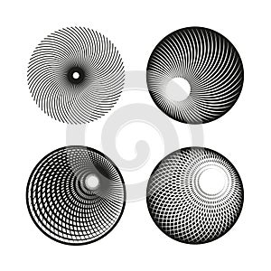 Simple geometric ornaments. Decorative elements. Vector set of circular patterns