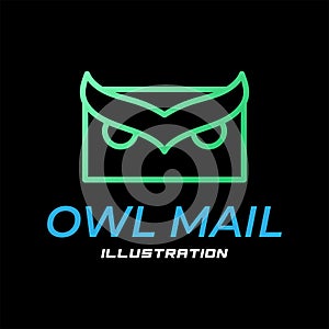 Simple Geometric Owl Bird Mail Icon Illustration