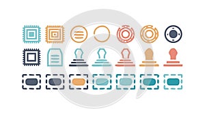 Simple Geometric UI Icon Set for Web and App Development, vector design Generative AI