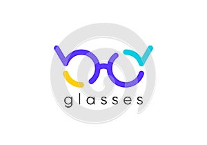 simple glasses infinity logo. optical eye store symbol design