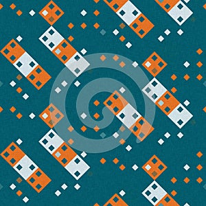 Simple glitch geometric seamless abstract pattern with playful woven summer color. Bright whimsical gender neutral bold