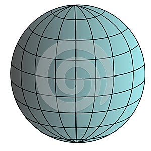 Simple globe world map sky blue with black line shape