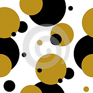 Simple gold black circle seamless pattern vector