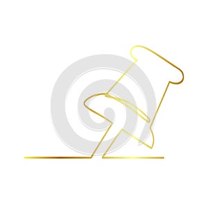 simple gold golden vector sketch push pin single one line art, continuous