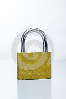 Simple Gold Lock on White Background