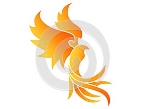 Simple gradient fire phoenix bird logo