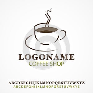 Simple graphic and icon of cup of coffee