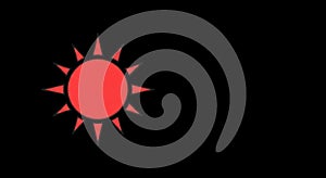 Red Sun Graphic on Black Background
