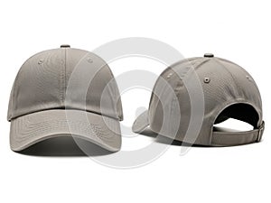 Simple gray baseball cap with flat brim and adjustable strap