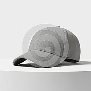 Simple gray baseball cap on white background