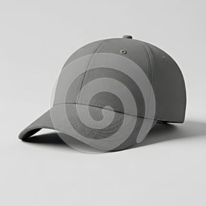 Simple gray baseball cap on white background