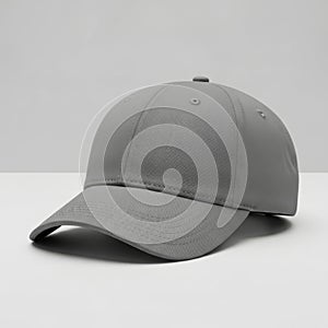 Simple gray baseball cap on white background