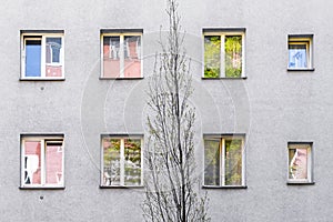 Simple gray facade of a house