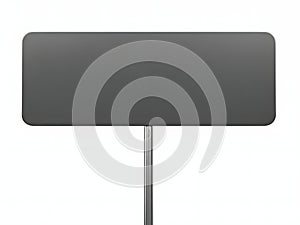 Simple gray rectangular sign on a pole, isolated against a white background