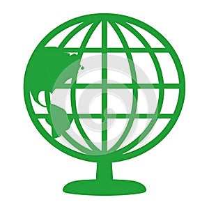 Green Globe Icon: Stylized Earth Symbol on White Background