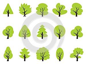 Simple green tree icons set photo