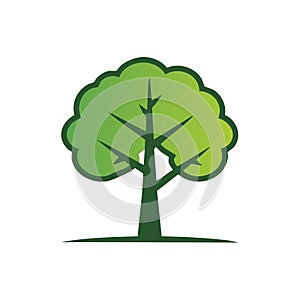 Simple green tree logo vector icon. Stylized illustration for nature, ecology, and environmental concepts