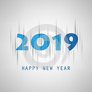 Simple Grey and Blue New Year Card, Cover or Background Design Template - 2019