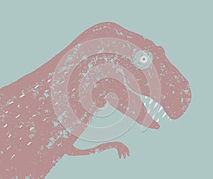 Simple Grunge Hand Drawn Vector Illustration with Big Scary Dinosaur.