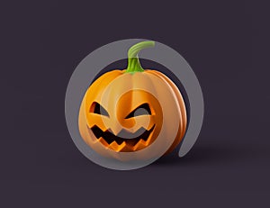 Simple halloween cartoon pumpkin 3d render illustartion.