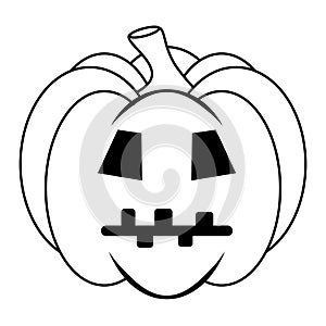 Simple Halloween scary pumpkin with funny face in flat style