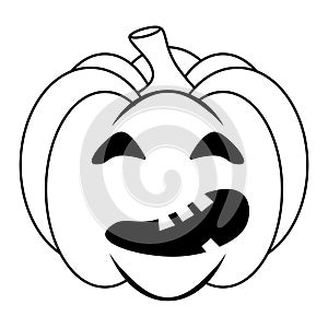 Simple Halloween scary pumpkin with funny face in flat style