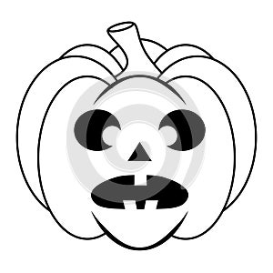 Simple Halloween scary pumpkin with funny face in flat style